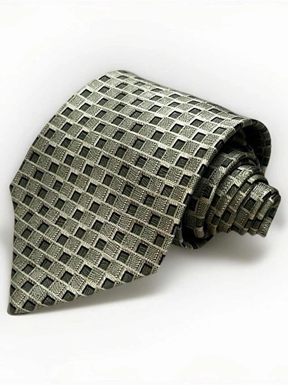 Pierre Cardin 100% Silk Luxury Designer Tie Green Pastel Geometric Retro Necktie